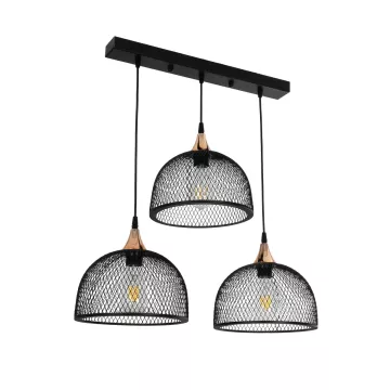 GLOBOSTAR® GLIND  Vintage Κρεμαστό Φωτιστικό Οροφής με Ντουί 3 x E27 AC 220-240V IP20 - Μαύρο - Μ55 x Π25 x Υ70cm