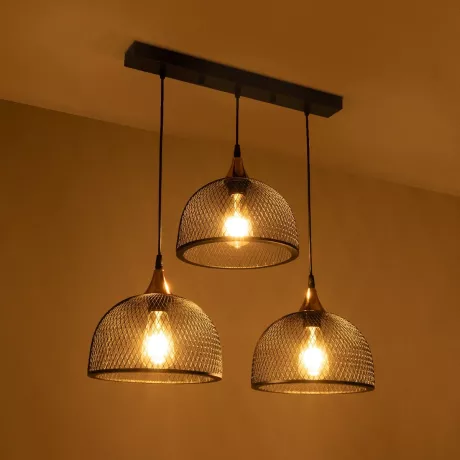 GLOBOSTAR® GLIND  Vintage Κρεμαστό Φωτιστικό Οροφής με Ντουί 3 x E27 AC 220-240V IP20 - Μαύρο - Μ55 x Π25 x Υ70cm
