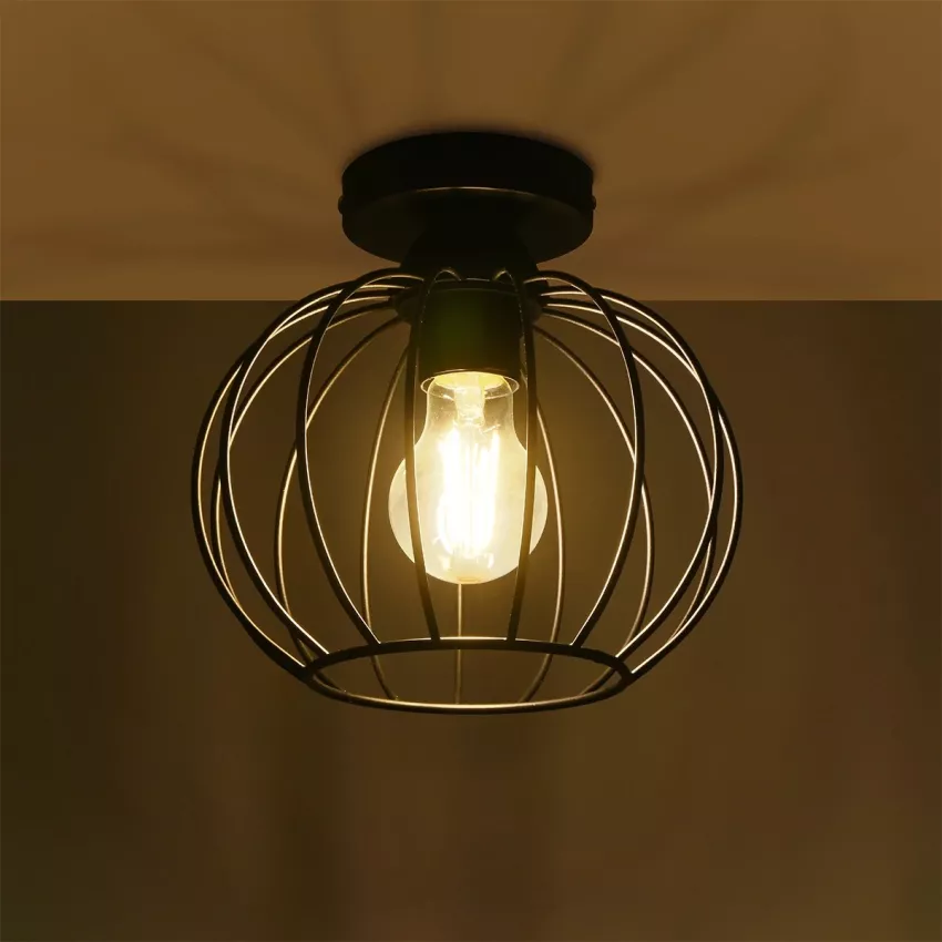 GLOBOSTAR® BITUIN  Μοντέρνο Φωτιστικό Οροφής με Ντουί 1 x E27 AC 220-240V IP20 - Μαύρο - Μ21 x Π21 x Υ18cm