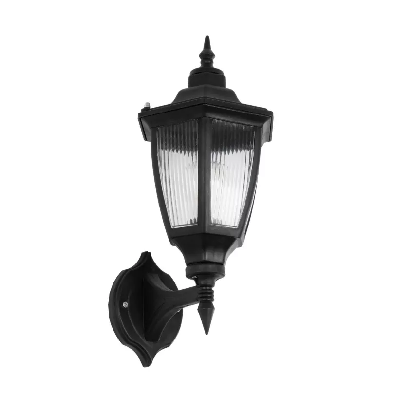 ENGLAND  Vintage Επιτοίχιο Φωτιστικό Φαναράκι Μονόφωτο 1 x E27 IP44 Μαύρο Πλαστικό - Μ20 x Π20 x Υ30cm