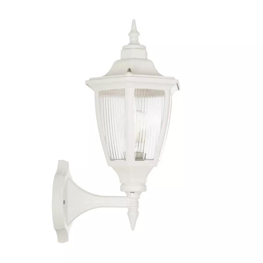 ENGLAND  Vintage Επιτοίχιο Φωτιστικό Φαναράκι Μονόφωτο 1 x E27 IP44 Λευκό Πλαστικό - Μ20 x Π20 x Υ30cm