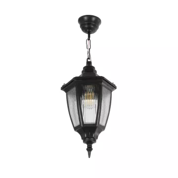 ENGLAND  Vintage Κρεμαστό Φωτιστικό Φαναράκι Μονόφωτο 1 x E27 IP44 Μαύρο Πλαστικό - Μ20 x Π20 x Υ55cm