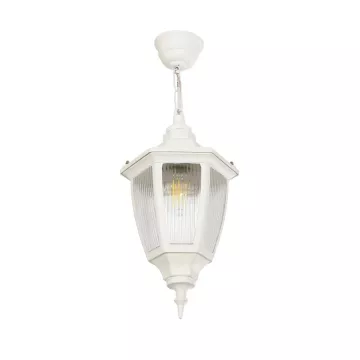 ENGLAND  Vintage Κρεμαστό Φωτιστικό Φαναράκι Μονόφωτο 1 x E27 IP44 Λευκό Πλαστικό - Μ20 x Π20 x Υ55cm