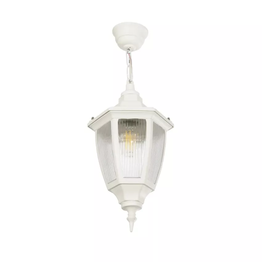 ENGLAND  Vintage Κρεμαστό Φωτιστικό Φαναράκι Μονόφωτο 1 x E27 IP44 Λευκό Πλαστικό - Μ20 x Π20 x Υ55cm