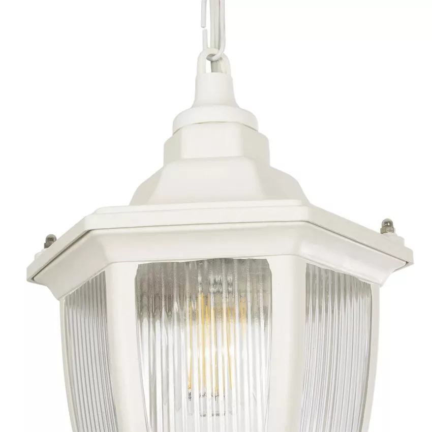 ENGLAND  Vintage Κρεμαστό Φωτιστικό Φαναράκι Μονόφωτο 1 x E27 IP44 Λευκό Πλαστικό - Μ20 x Π20 x Υ55cm