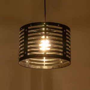 DOMINIC  Μοντέρνο Κρεμαστό Φωτιστικό Καπέλο Μονόφωτο 1 x E27 IP20 Μαύρο Πλαστικό - Μ30 x Π30 x Υ70cm