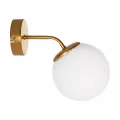 DALPH  Vintage Επιτοίχιο Φωτιστικό Απλίκα Μονόφωτο 1 x E27 IP20 Χρυσό Μέταλλο με Λευκό Γυαλί - M15 x Π18 x Υ22.5cm