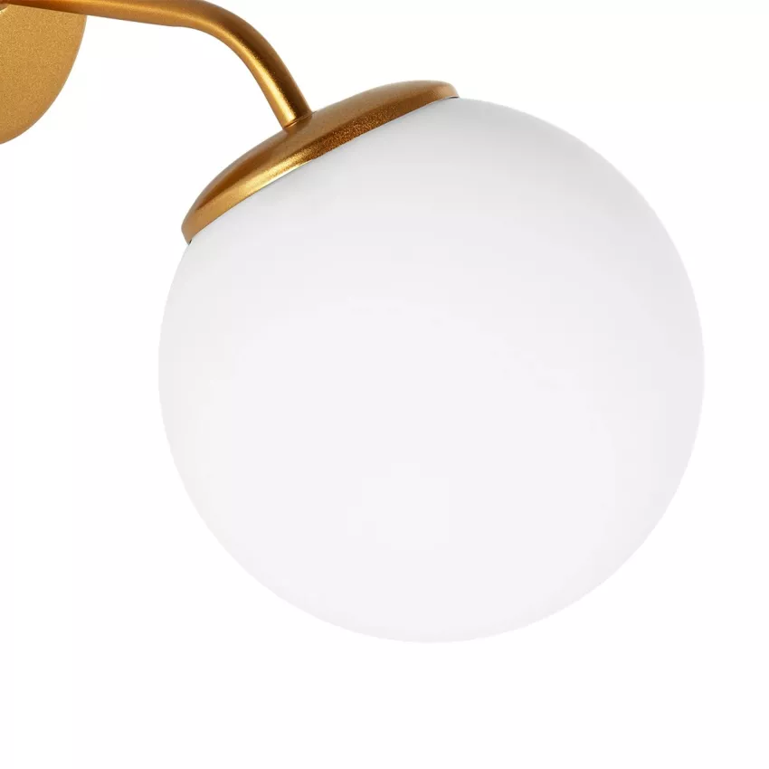 DALPH  Vintage Επιτοίχιο Φωτιστικό Απλίκα Μονόφωτο 1 x E27 IP20 Χρυσό Μέταλλο με Λευκό Γυαλί - M15 x Π18 x Υ22.5cm