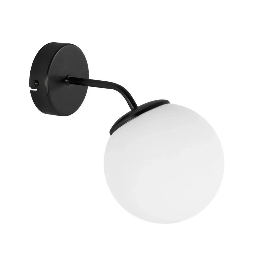 DALPH  Vintage Επιτοίχιο Φωτιστικό Απλίκα Μονόφωτο 1 x E27 IP20 Μαύρο Μέταλλο με Λευκό Γυαλί - M15 x Π18 x Υ22.5cm