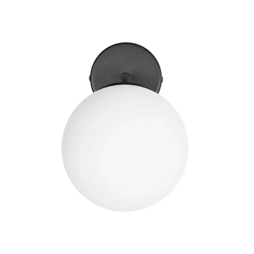 DALPH  Vintage Επιτοίχιο Φωτιστικό Απλίκα Μονόφωτο 1 x E27 IP20 Μαύρο Μέταλλο με Λευκό Γυαλί - M15 x Π18 x Υ22.5cm