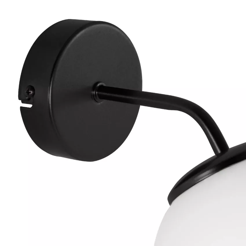 DALPH  Vintage Επιτοίχιο Φωτιστικό Απλίκα Μονόφωτο 1 x E27 IP20 Μαύρο Μέταλλο με Λευκό Γυαλί - M15 x Π18 x Υ22.5cm