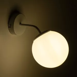 DALPH  Vintage Επιτοίχιο Φωτιστικό Απλίκα Μονόφωτο 1 x E27 IP20 Λευκό Μέταλλο με Λευκό Γυαλί - M15 x Π18 x Υ22.5cm