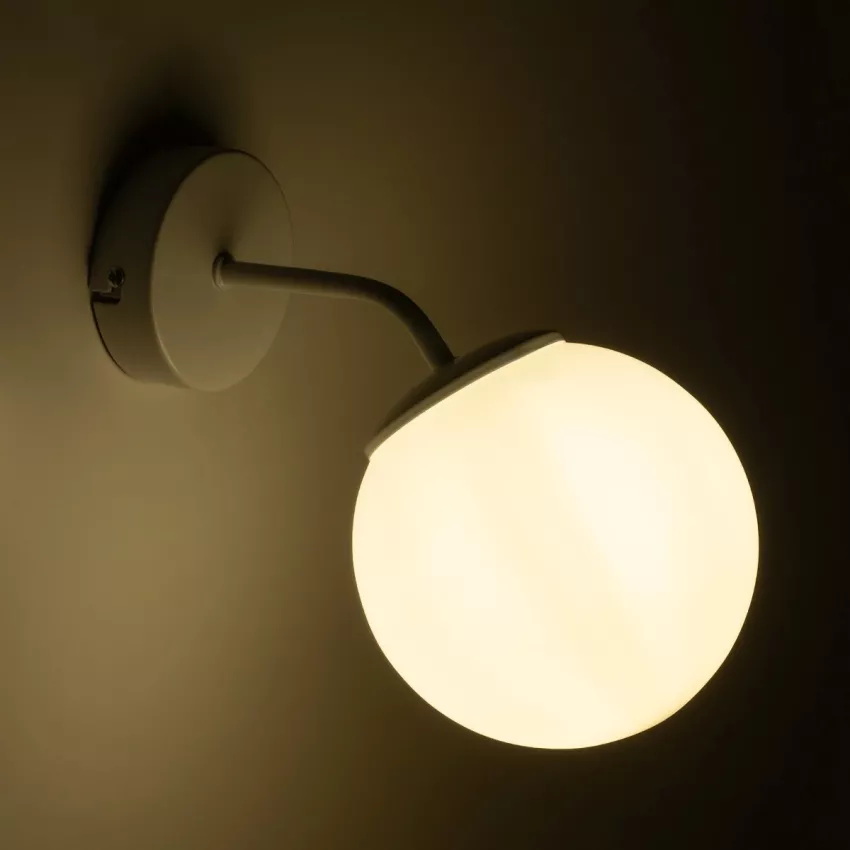 DALPH  Vintage Επιτοίχιο Φωτιστικό Απλίκα Μονόφωτο 1 x E27 IP20 Λευκό Μέταλλο με Λευκό Γυαλί - M15 x Π18 x Υ22.5cm