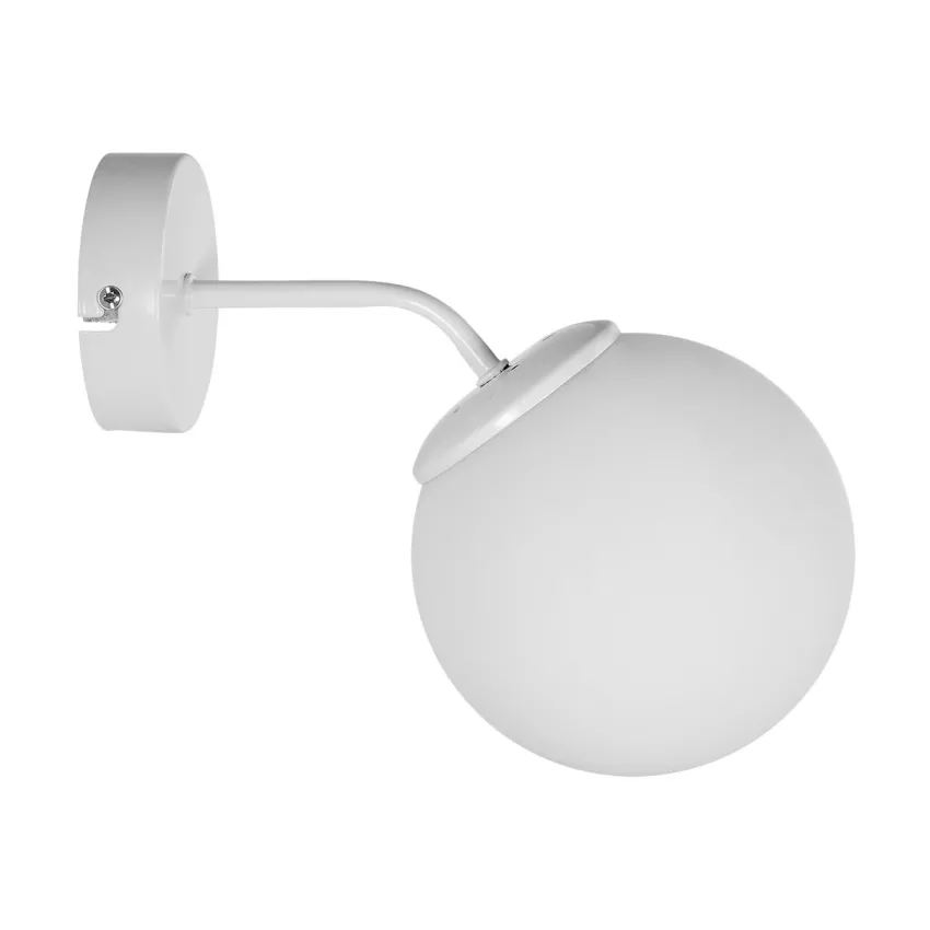 DALPH  Vintage Επιτοίχιο Φωτιστικό Απλίκα Μονόφωτο 1 x E27 IP20 Λευκό Μέταλλο με Λευκό Γυαλί - M15 x Π18 x Υ22.5cm