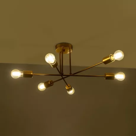 GLOBOSTAR® SPIDI  Μοντέρνο Φωτιστικό Οροφής με Ντουί 6 x E27 AC 220-240V IP20 - Χρυσό - Μ61 x Π61 x Υ25cm