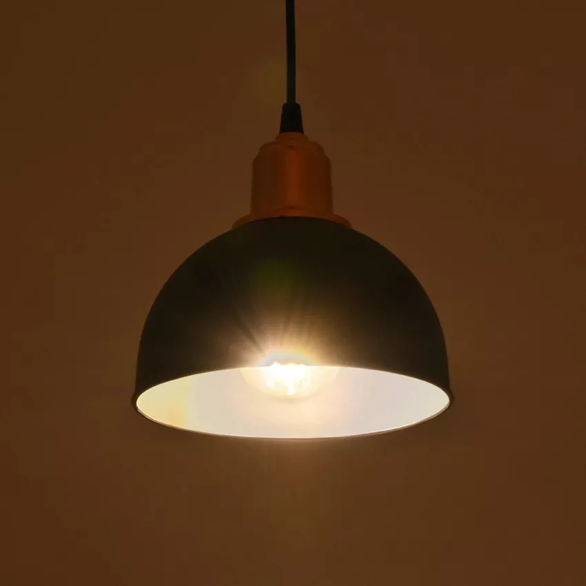 ΗUT  Μοντέρνο Κρεμαστό Φωτιστικό Καμπάνα Μονόφωτο 1 x E27 IP20 Μάυρο με Χρυσό Πλαστικό - Μ17.5 x Π17.5 x Υ80cm