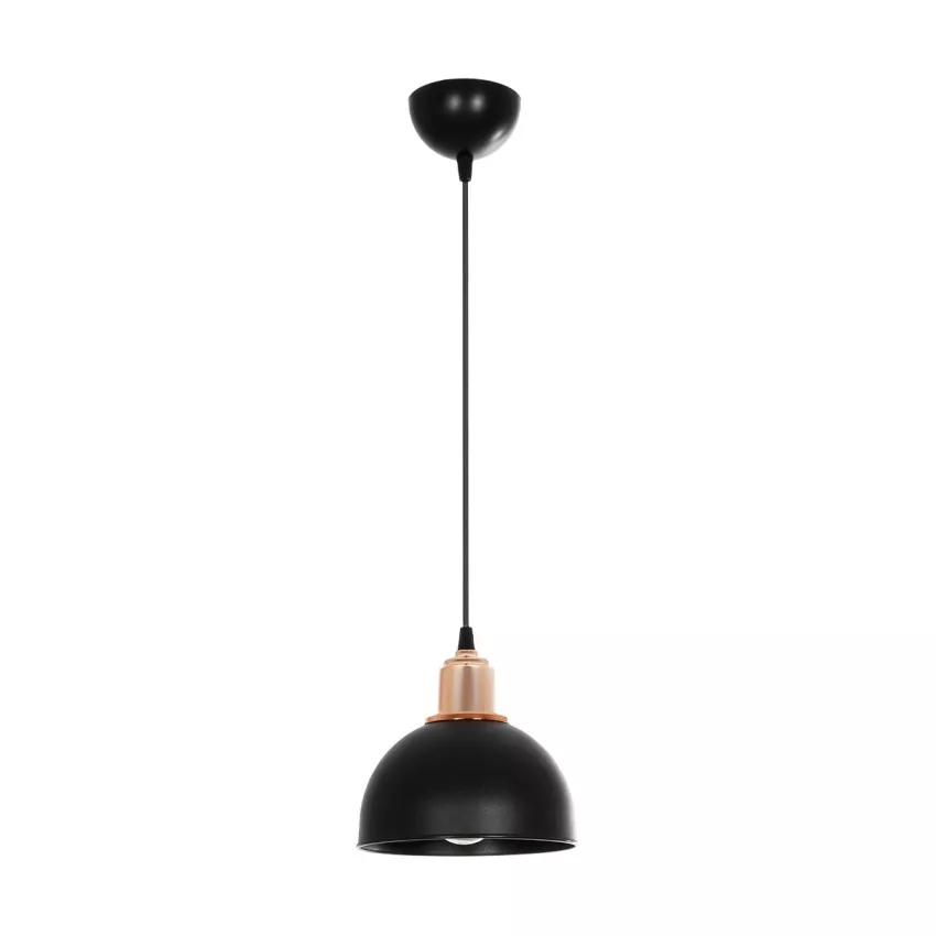 ΗUT  Μοντέρνο Κρεμαστό Φωτιστικό Καμπάνα Μονόφωτο 1 x E27 IP20 Μάυρο με Χρυσό Πλαστικό - Μ17.5 x Π17.5 x Υ80cm