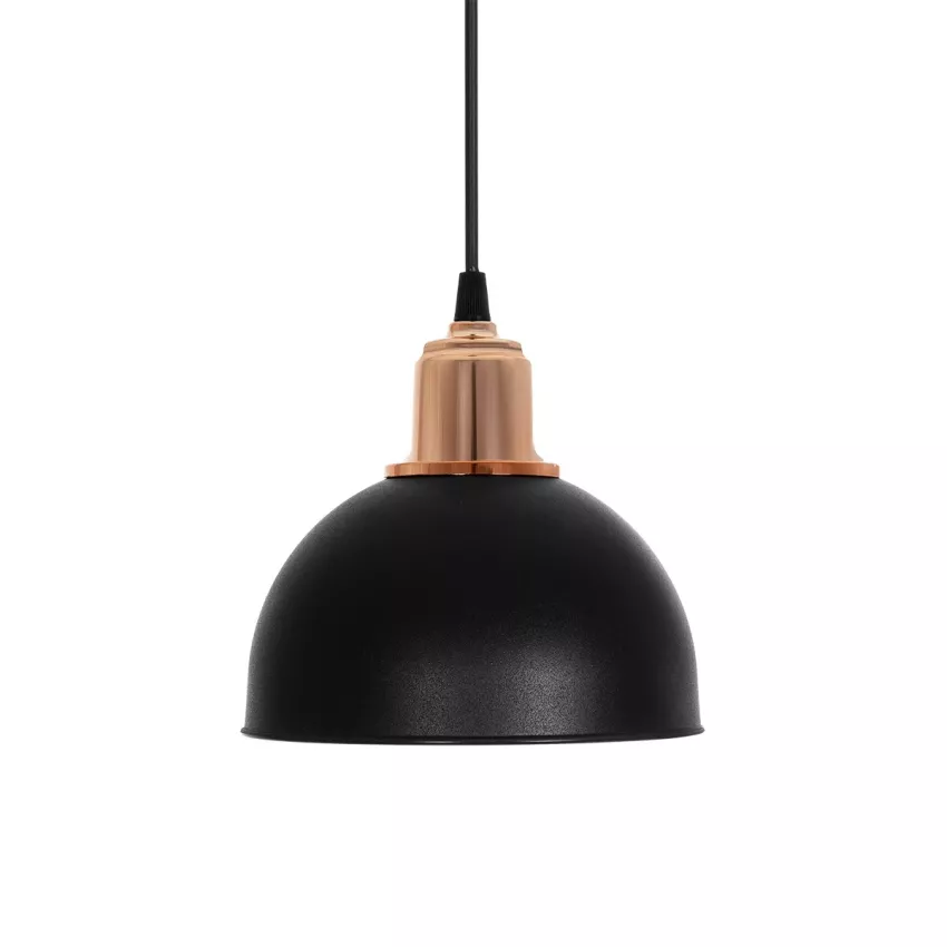 ΗUT  Μοντέρνο Κρεμαστό Φωτιστικό Καμπάνα Μονόφωτο 1 x E27 IP20 Μάυρο με Χρυσό Πλαστικό - Μ17.5 x Π17.5 x Υ80cm