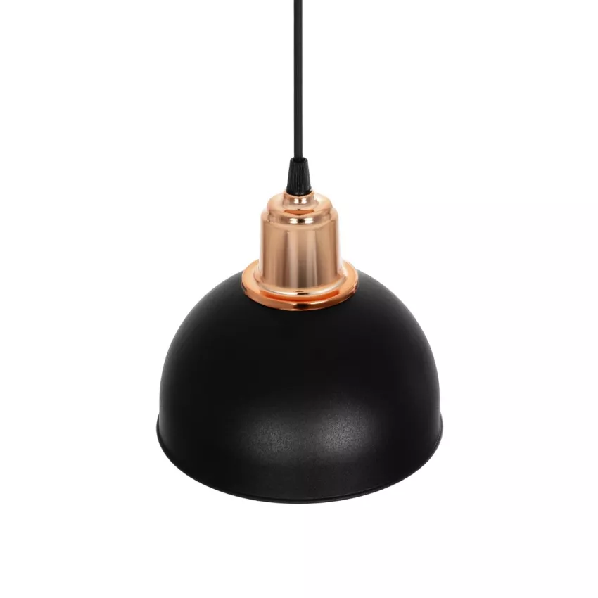 ΗUT  Μοντέρνο Κρεμαστό Φωτιστικό Καμπάνα Μονόφωτο 1 x E27 IP20 Μάυρο με Χρυσό Πλαστικό - Μ17.5 x Π17.5 x Υ80cm