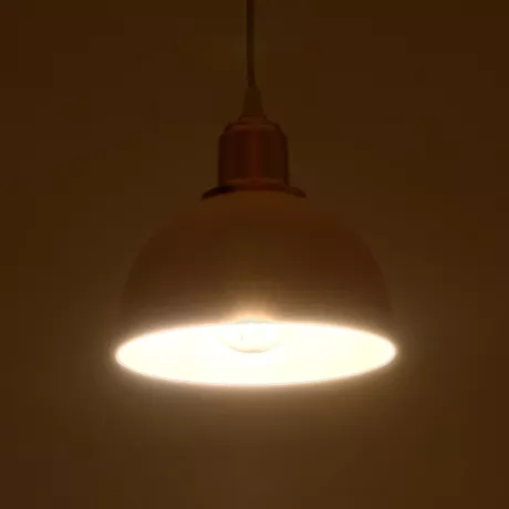 ΗUT  Μοντέρνο Κρεμαστό Φωτιστικό Καμπάνα Μονόφωτο 1 x E27 IP20 Λευκό με Χρυσό Πλαστικό - Μ17.5 x Π17.5 x Υ80cm