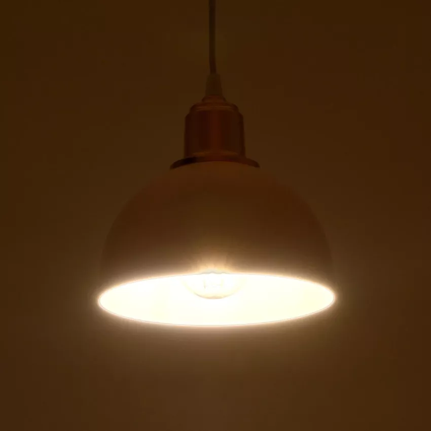 ΗUT  Μοντέρνο Κρεμαστό Φωτιστικό Καμπάνα Μονόφωτο 1 x E27 IP20 Λευκό με Χρυσό Πλαστικό - Μ17.5 x Π17.5 x Υ80cm