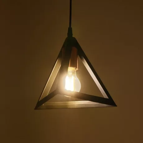 GLOBOSTAR® TRIANGLE  Μοντέρνο Κρεμαστό Φωτιστικό Οροφής με Ντουί 1 x E27 AC 220-240V IP20 - Μάυρο & Χάλκινο - Μ24 x Π24 x Υ22cm