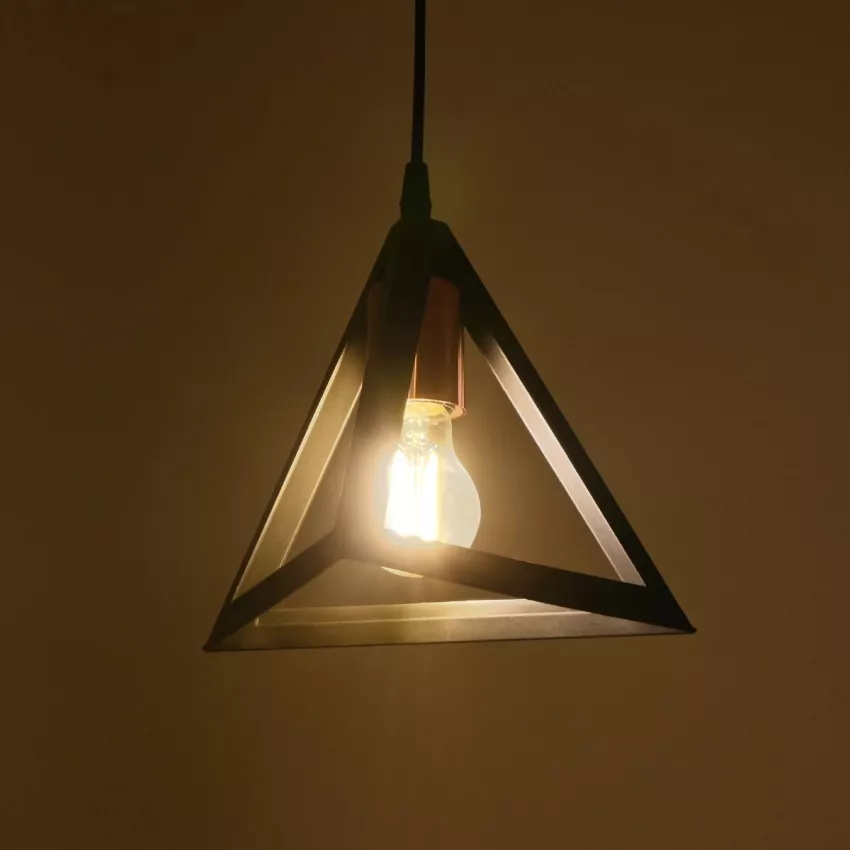 GLOBOSTAR® TRIANGLE  Μοντέρνο Κρεμαστό Φωτιστικό Οροφής με Ντουί 1 x E27 AC 220-240V IP20 - Μάυρο & Χάλκινο - Μ24 x Π24 x Υ22cm