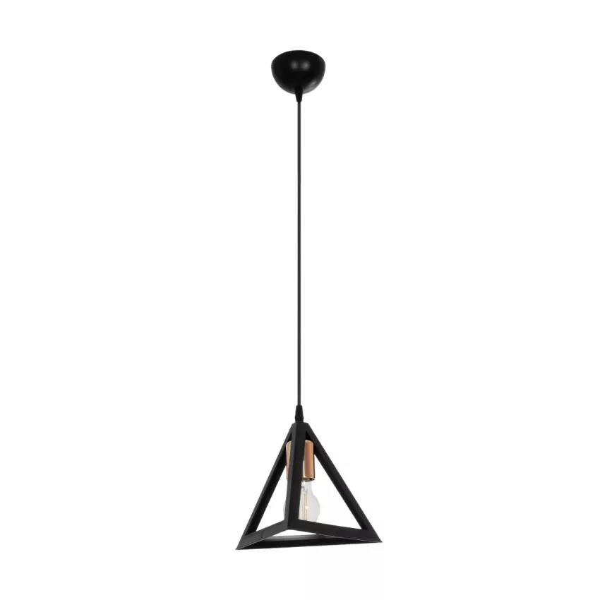 GLOBOSTAR® TRIANGLE  Μοντέρνο Κρεμαστό Φωτιστικό Οροφής με Ντουί 1 x E27 AC 220-240V IP20 - Μάυρο & Χάλκινο - Μ24 x Π24 x Υ22cm