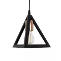 GLOBOSTAR® TRIANGLE  Μοντέρνο Κρεμαστό Φωτιστικό Οροφής με Ντουί 1 x E27 AC 220-240V IP20 - Μάυρο & Χάλκινο - Μ24 x Π24 x Υ22cm