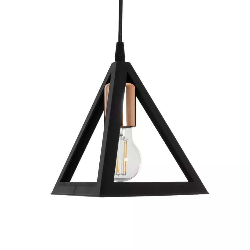GLOBOSTAR® TRIANGLE  Μοντέρνο Κρεμαστό Φωτιστικό Οροφής με Ντουί 1 x E27 AC 220-240V IP20 - Μάυρο & Χάλκινο - Μ24 x Π24 x Υ22cm