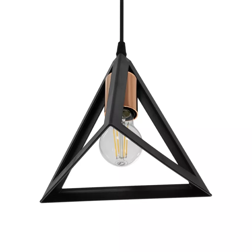 GLOBOSTAR® TRIANGLE  Μοντέρνο Κρεμαστό Φωτιστικό Οροφής με Ντουί 1 x E27 AC 220-240V IP20 - Μάυρο & Χάλκινο - Μ24 x Π24 x Υ22cm