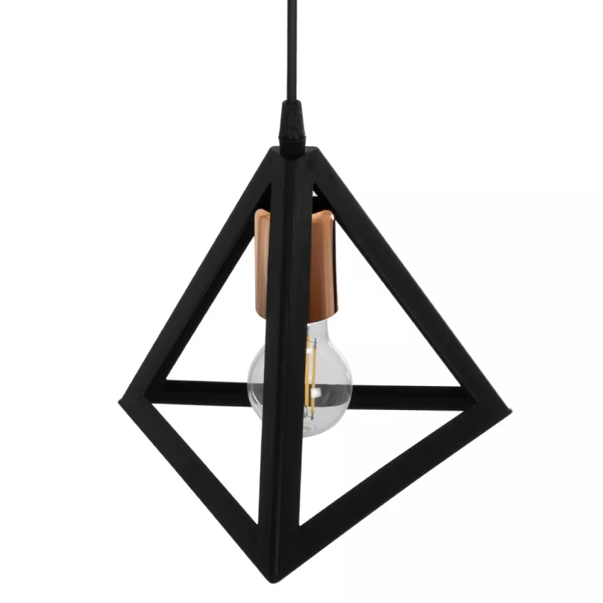 GLOBOSTAR® TRIANGLE  Μοντέρνο Κρεμαστό Φωτιστικό Οροφής με Ντουί 1 x E27 AC 220-240V IP20 - Μάυρο & Χάλκινο - Μ24 x Π24 x Υ22cm