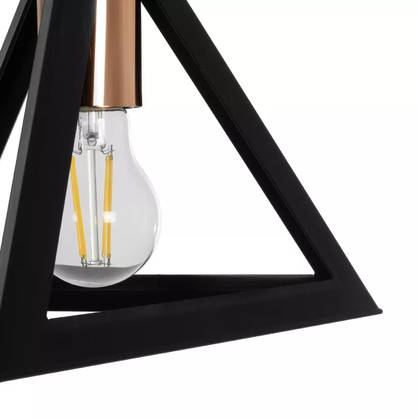 GLOBOSTAR® TRIANGLE  Μοντέρνο Κρεμαστό Φωτιστικό Οροφής με Ντουί 1 x E27 AC 220-240V IP20 - Μάυρο & Χάλκινο - Μ24 x Π24 x Υ22cm