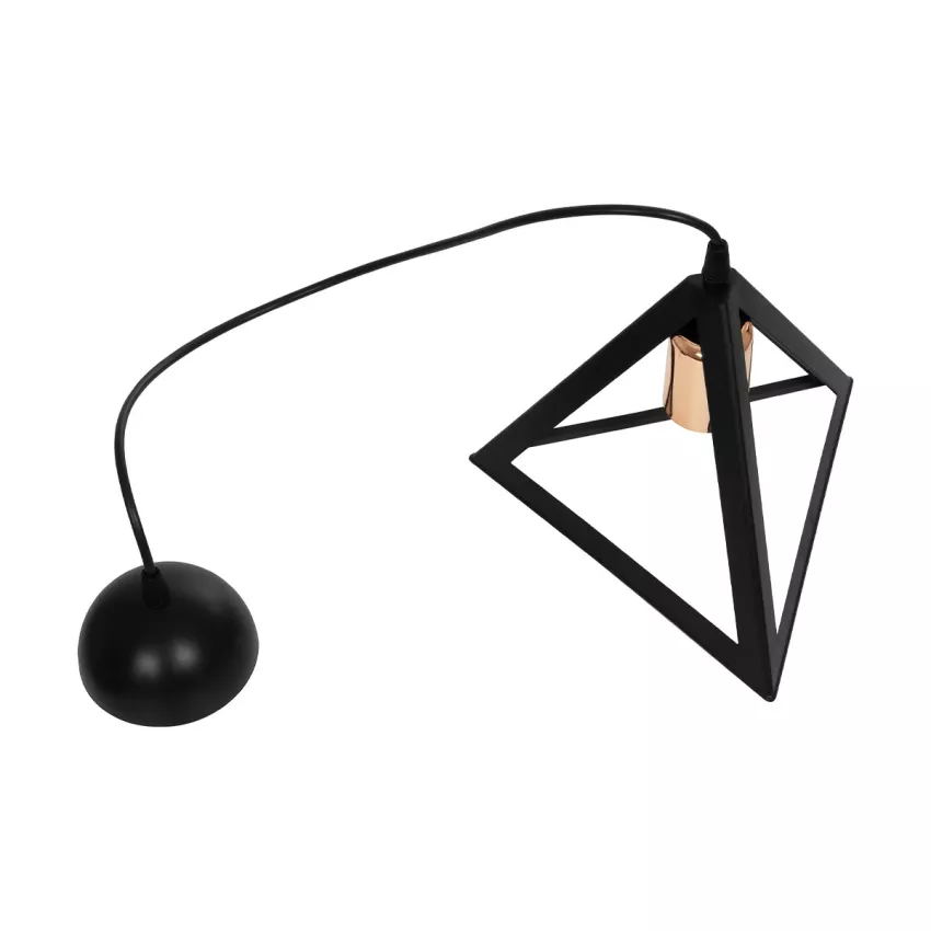 GLOBOSTAR® TRIANGLE  Μοντέρνο Κρεμαστό Φωτιστικό Οροφής με Ντουί 1 x E27 AC 220-240V IP20 - Μάυρο & Χάλκινο - Μ24 x Π24 x Υ22cm