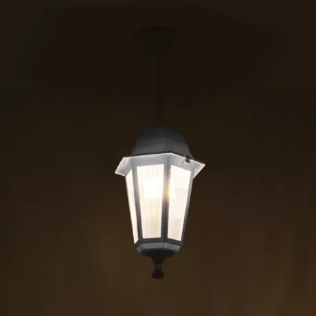 VITRO  Vintage Κρεμαστό Φωτιστικό Φαναράκι Μονόφωτο 1 x E27 IP44 Λευκό Πλαστικό Σώμα - Μ16 x Π16 x Υ48cm