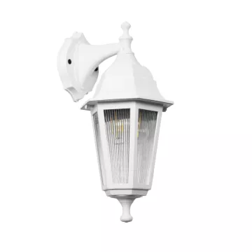 VITRO  Vintage Επιτοίχιο Φωτιστικό Φαναράκι Μονόφωτο 1 x E27 IP44 Λευκό Πλαστικό Σώμα - Μ19 x Π16 x Υ39cm