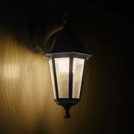 VITRO  Vintage Επιτοίχιο Φωτιστικό Φαναράκι Μονόφωτο 1 x E27 IP44 Λευκό Πλαστικό Σώμα - Μ19 x Π16 x Υ39cm