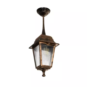 SOLME  Vintage Κρεμαστό Φωτιστικό Φαναράκι Μονόφωτο 1 x E27 IP44 Χάλκινο Πλαστικό Σώμα - Μ15 x Π15 x Υ50cm