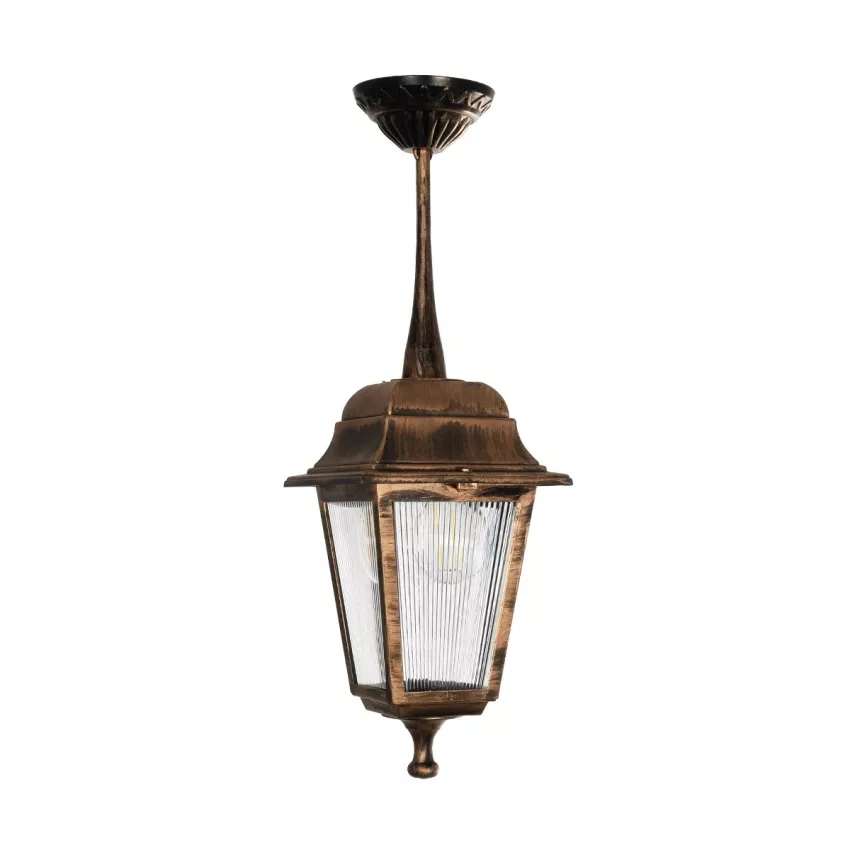 SOLME  Vintage Κρεμαστό Φωτιστικό Φαναράκι Μονόφωτο 1 x E27 IP44 Χάλκινο Πλαστικό Σώμα - Μ15 x Π15 x Υ50cm