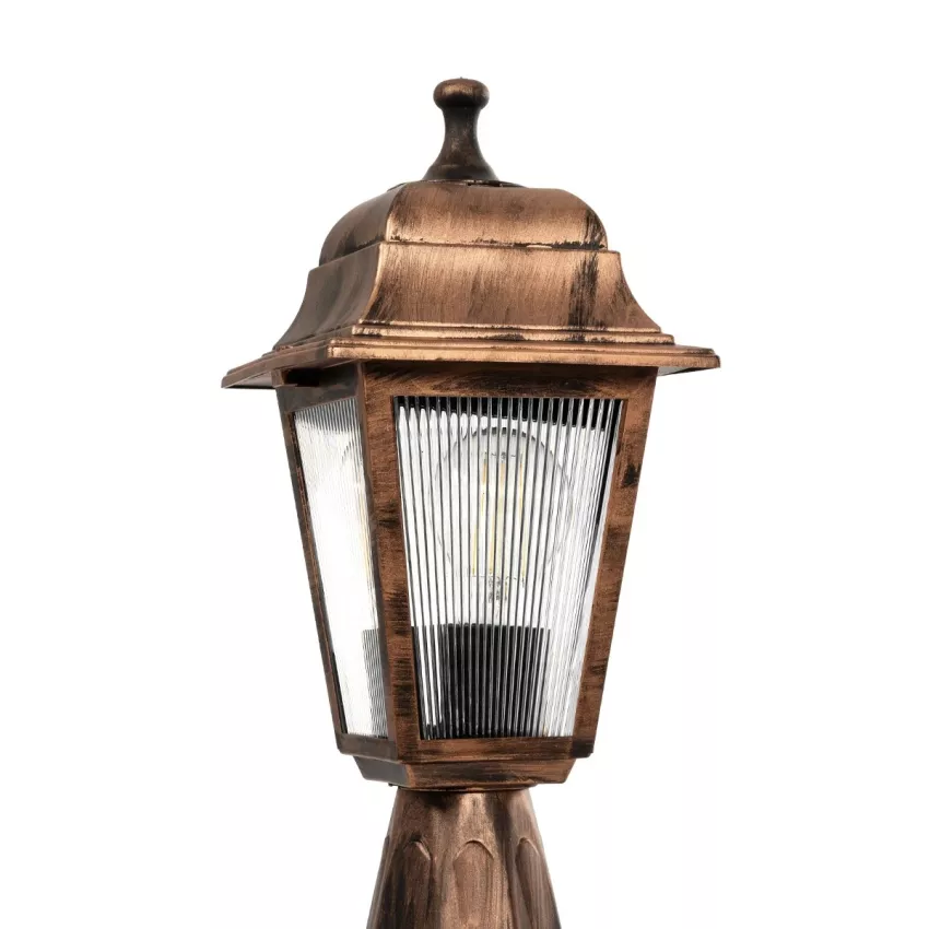 SOLME  Vintage Επιδαπέδιο Φωτιστικό Φαναράκι Μονόφωτο 1 x E27 IP44 Χάλκινο Πλαστικό Σώμα - Μ15 x Π15 x Υ38cm