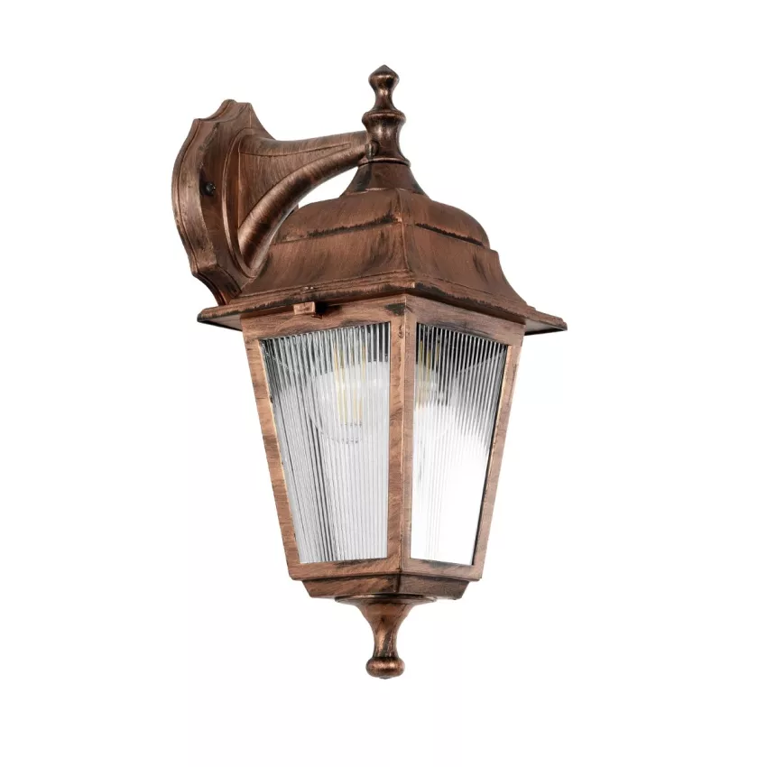 SOLME  Vintage Επιτοίχιο Φωτιστικό Φαναράκι Μονόφωτο 1 x E27 IP44 Χάλκινο Πλαστικό Σώμα - Μ19 x Π15 x Υ35cm