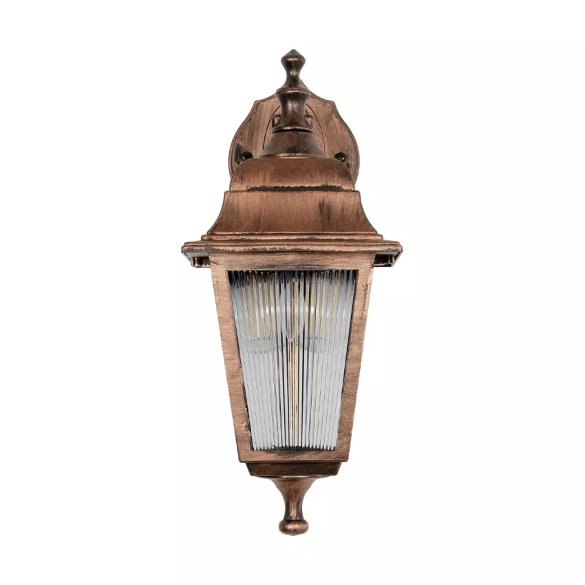 SOLME  Vintage Επιτοίχιο Φωτιστικό Φαναράκι Μονόφωτο 1 x E27 IP44 Χάλκινο Πλαστικό Σώμα - Μ19 x Π15 x Υ35cm