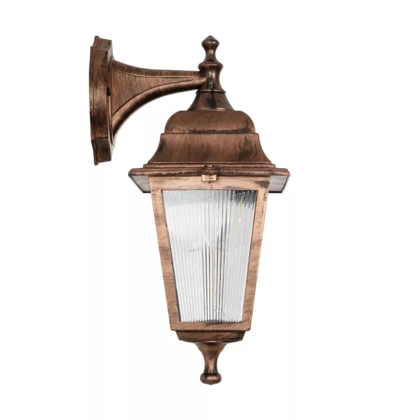 SOLME  Vintage Επιτοίχιο Φωτιστικό Φαναράκι Μονόφωτο 1 x E27 IP44 Χάλκινο Πλαστικό Σώμα - Μ19 x Π15 x Υ35cm
