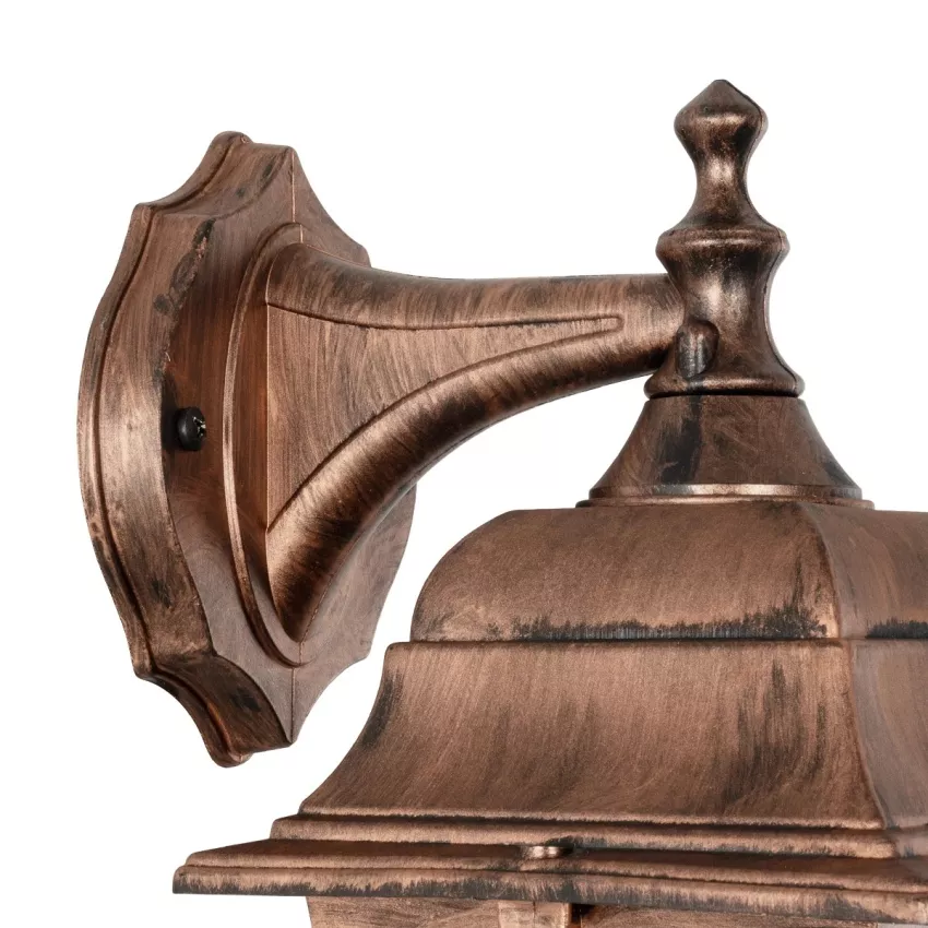 SOLME  Vintage Επιτοίχιο Φωτιστικό Φαναράκι Μονόφωτο 1 x E27 IP44 Χάλκινο Πλαστικό Σώμα - Μ19 x Π15 x Υ35cm