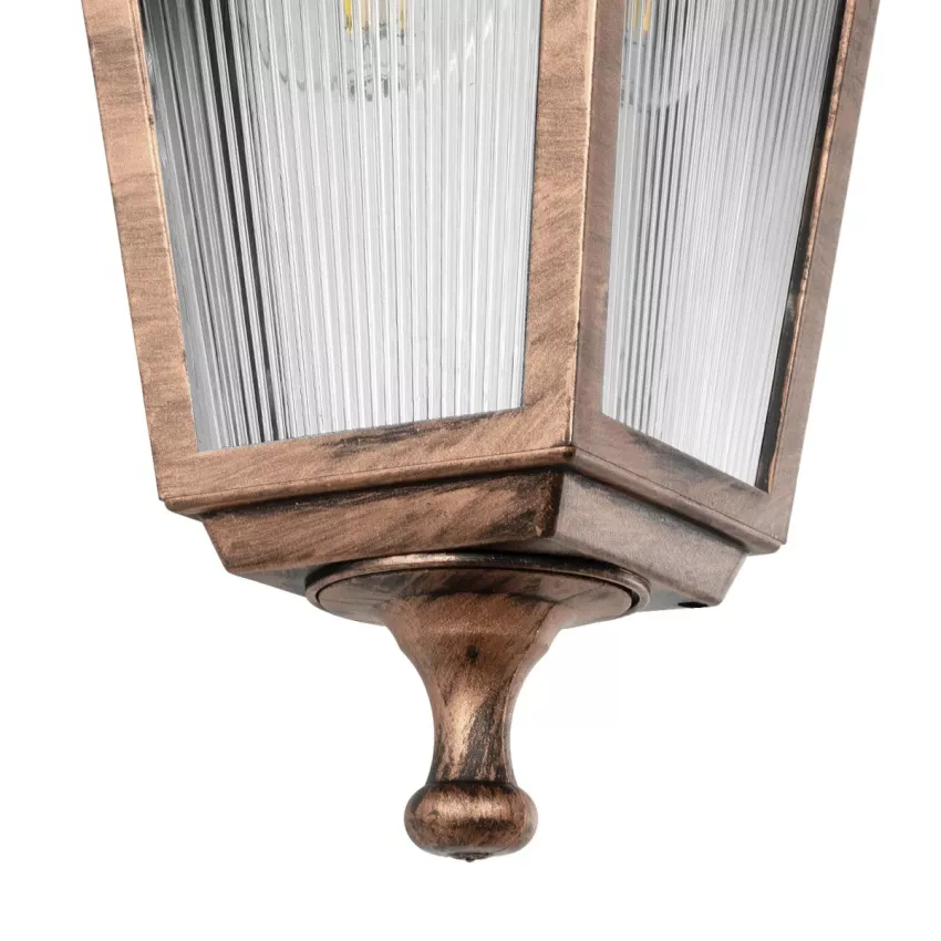 SOLME  Vintage Επιτοίχιο Φωτιστικό Φαναράκι Μονόφωτο 1 x E27 IP44 Χάλκινο Πλαστικό Σώμα - Μ19 x Π15 x Υ35cm