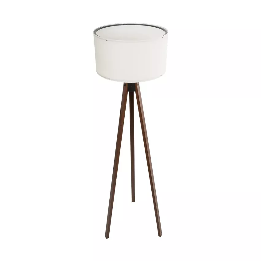 SAGA  Μοντέρνο Eπιδαπέδιο Φωτιστικό Μονόφωτο 1 x E27 IP20 Καρυδί Ξύλο με Μπεζ Ύφασμα - Μ38 x Π38 x Υ140cm