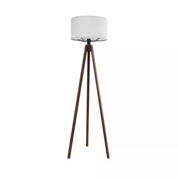 SAGA  Μοντέρνο Eπιδαπέδιο Φωτιστικό Μονόφωτο 1 x E27 IP20 Καρυδί Ξύλο με Λευκό Ύφασμα - Μ38 x Π38 x Υ140cm