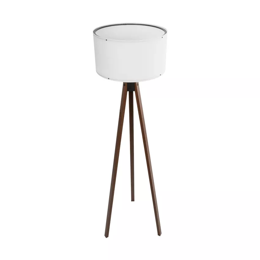 SAGA  Μοντέρνο Eπιδαπέδιο Φωτιστικό Μονόφωτο 1 x E27 IP20 Καρυδί Ξύλο με Λευκό Ύφασμα - Μ38 x Π38 x Υ140cm