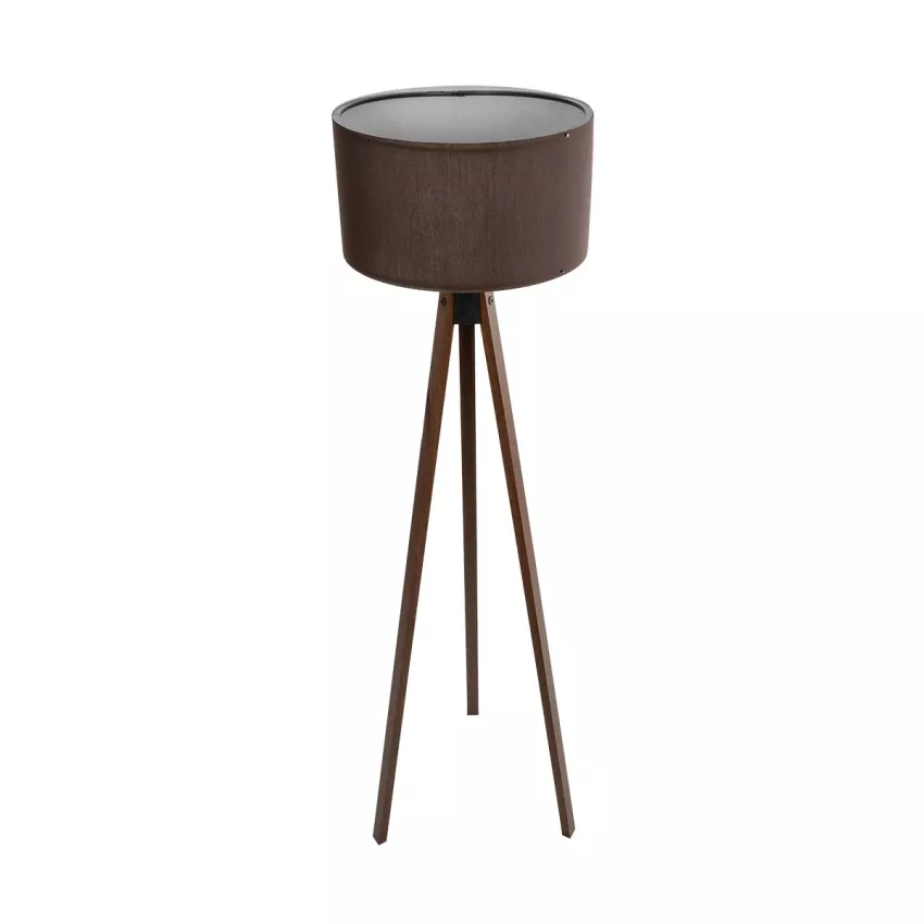 SAGA  Μοντέρνο Eπιδαπέδιο Φωτιστικό Μονόφωτο 1 x E27 IP20 Καρυδί Ξύλο με Καφέ Ύφασμα - Μ38 x Π38 x Υ140cm