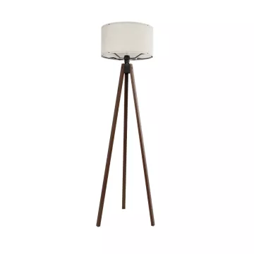 SAGA  Μοντέρνο Eπιδαπέδιο Φωτιστικό Μονόφωτο 1 x E27 IP20 Καρυδί Ξύλο με Λευκό Ύφασμα - Μ38 x Π38 x Υ140cm